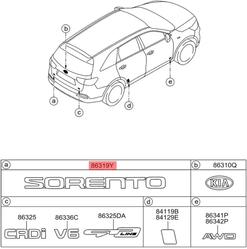 ЭМБЛЕМА СОРЕНТО 86310C5010 MOBIS