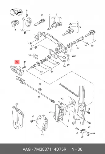 Ручка двери VAG 7M3837114D75R