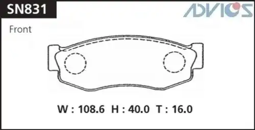 Тормозные колодки дисковые ADVICS SN831