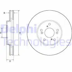 Тормозной диск DELPHI BG4691C вентилируемый , передняя ось