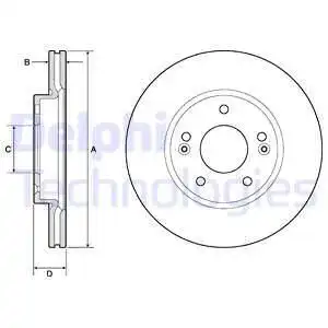 Тормозной диск DELPHI BG4745C вентилируемый , передняя ось