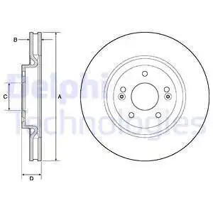 Тормозной диск DELPHI BG4683C вентилируемый , передняя ось