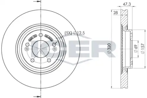 Тормозной диск ICER 78BD5271-2 вентилируемый , передняя ось