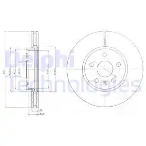 Тормозной диск DELPHI BG4189C вентилируемый , передняя ось