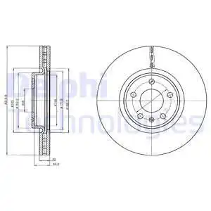 Тормозной диск DELPHI BG4346C вентилируемый , передняя ось