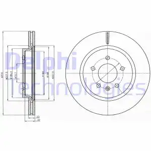 Тормозной диск DELPHI BG4388C вентилируемый , задняя ось
