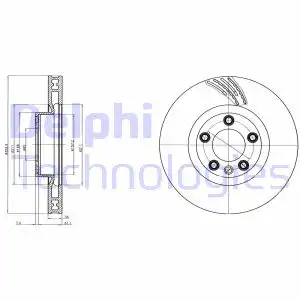 Тормозной диск DELPHI BG9101C вентилируемый , передняя ось