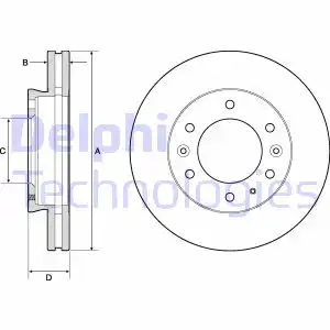 Тормозной диск DELPHI BG9140C вентилируемый , передняя ось
