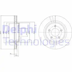 Тормозной диск DELPHI BG4240C вентилируемый , задняя ось
