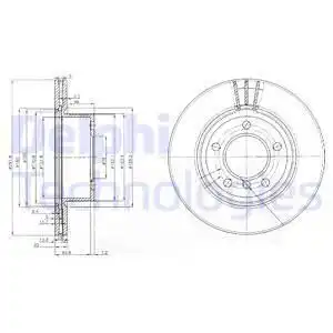 Тормозной диск DELPHI BG3900C вентилируемый , передняя ось