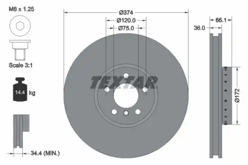 Тормозной диск TEXTAR 92266325