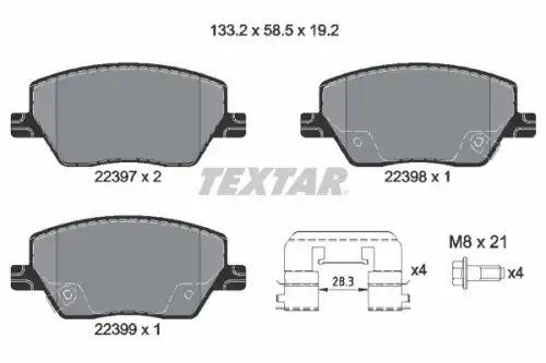 Тормозные колодки дисковые передняя ось TEXTAR 2239701