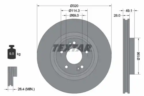 Тормозной диск TEXTAR 92281803