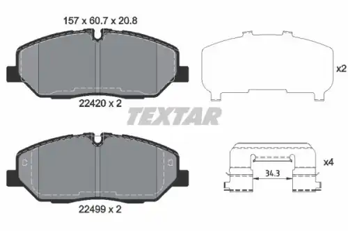 Тормозные колодки дисковые передняя ось TEXTAR 2242001