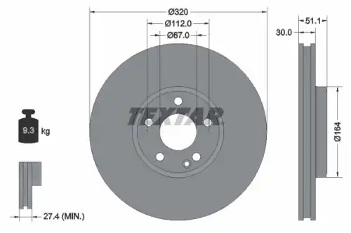 Тормозной диск TEXTAR 92258003