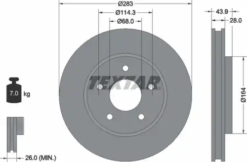 Тормозной диск TEXTAR 92280103