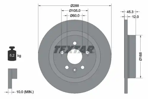 Тормозной диск TEXTAR 92275203