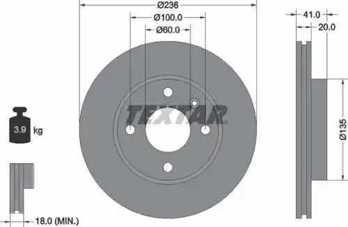 Тормозной диск TEXTAR 92278703