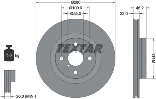 Тормозной диск TEXTAR 92287603