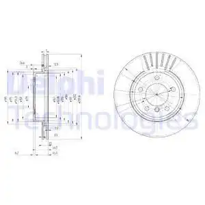 Тормозной диск DELPHI BG3527C вентилируемый , передняя ось