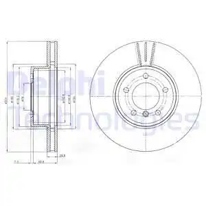 Тормозной диск DELPHI BG9871C вентилируемый , передняя ось