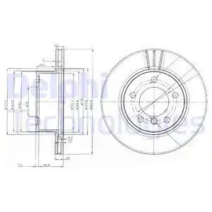 Тормозной диск DELPHI BG3899C вентилируемый , передняя ось
