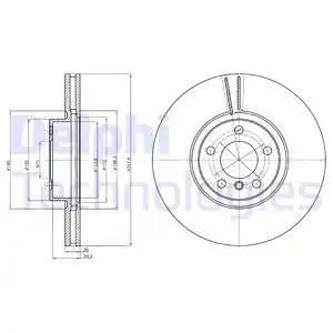 Тормозной диск DELPHI BG9063C вентилируемый , передняя ось