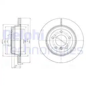 Тормозной диск DELPHI BG4243C вентилируемый , задняя ось