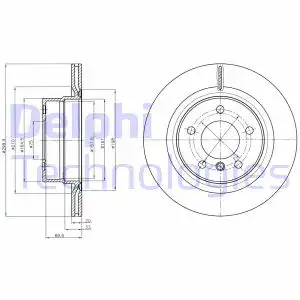 Тормозной диск DELPHI BG4293C вентилируемый , задняя ось