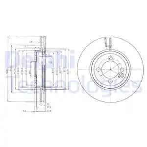 Тормозной диск DELPHI BG4146C вентилируемый , передняя ось