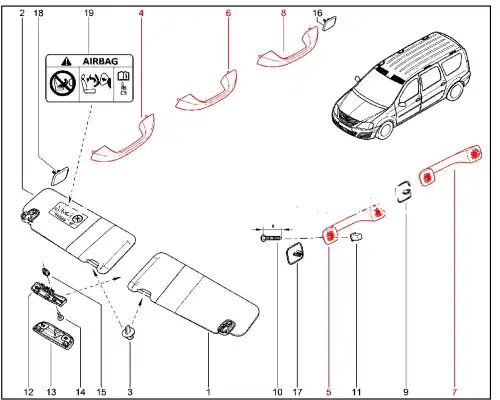 8200845691 ПОРУЧЕНЬ 3-ГО РЯДА ЛЕВЫЙ LADA