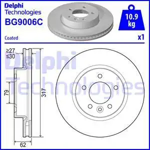 Тормозной диск DELPHI BG9006C вентилируемый , передняя ось