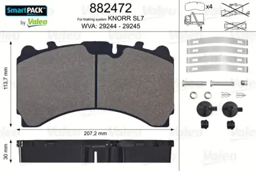 Тормозные колодки дисковые задняя ось VALEO 882472