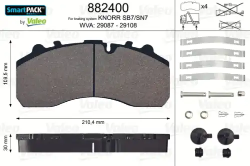 Тормозные колодки дисковые передняя ось VALEO 882400