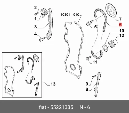ЦЕПЬ ПРИВОДА РАСПРЕДВАЛА 5522 1385 FIAT