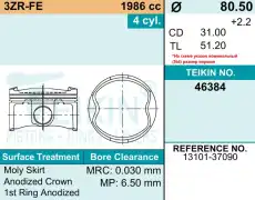 Поршень двигателя 1 шт 3ZR-FE 46384STD TEIKIN