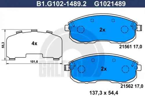 Тормозные колодки дисковые GALFER B1.G102-1489.2