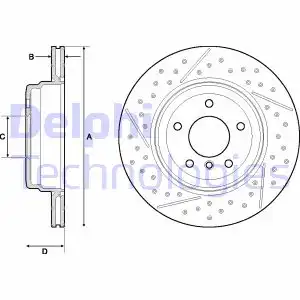 Тормозной диск DELPHI BG4714C вентилируемый , задняя ось