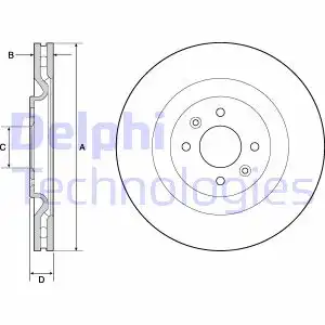 Тормозной диск DELPHI BG4689C вентилируемый , передняя ось