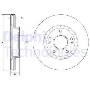 Тормозной диск DELPHI BG4565C вентилируемый , передняя ось