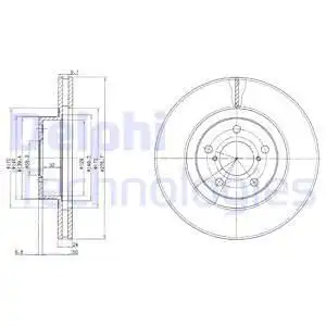 Тормозной диск DELPHI BG2827C вентилируемый , передняя ось