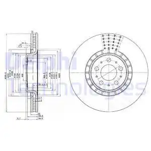 Тормозной диск DELPHI BG9783C вентилируемый , передняя ось