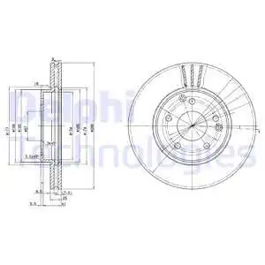 Тормозной диск DELPHI BG3240C вентилируемый , передняя ось
