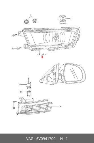 Фара противотуманная VAG 6V0941700