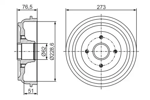 Тормозной барабан BOSCH 0 986 477 282