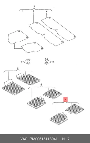 Коврики в салон VAG 7M0061511B 041