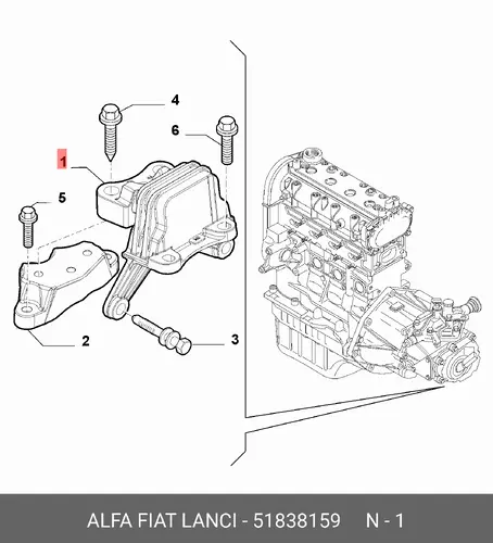 Опора двигателя 51838159 FIAT