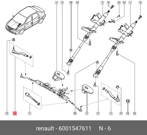 Рулевой наконечник RENAULT 60 01 547 611