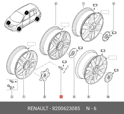 Болт М12 82 00 623 085 RENAULT