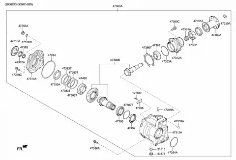 УПЛОТНИТЕЛЬНОЕ КОЛЬЦО РАЗДАТОЧНОЙ КОРОБКИ 473653B800 HYUNDAI